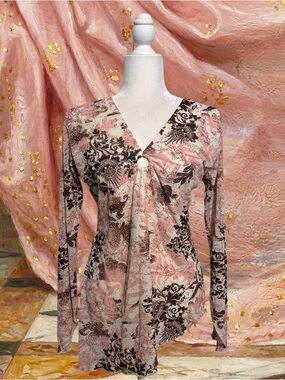 Floral & Scroll Print Euro Top